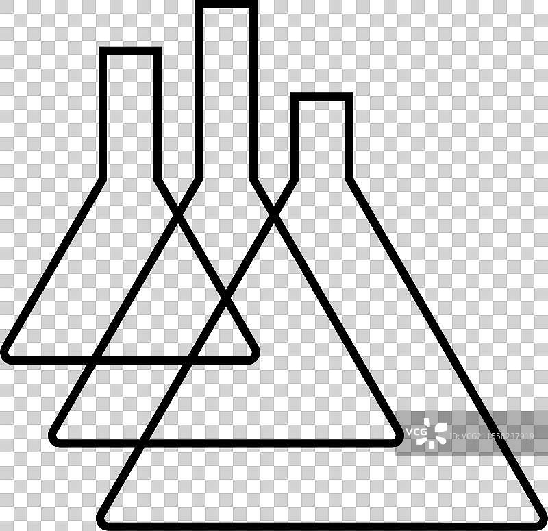 三只实验室烧瓶的轮廓标志图片素材