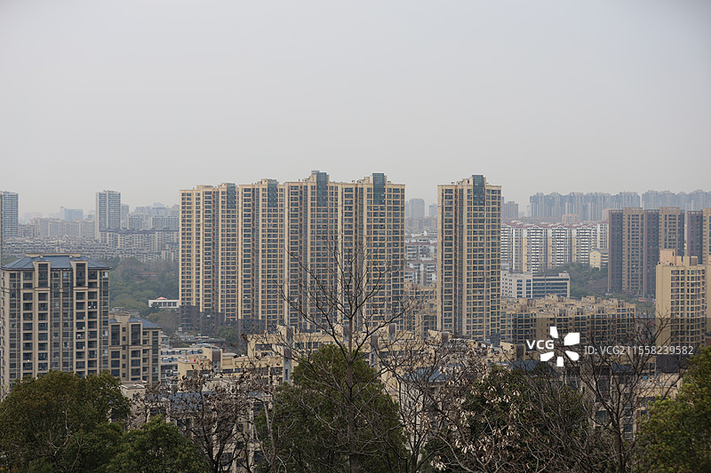 江西九江南山公园山顶城市传统文化高层建筑远景全景特写图片素材