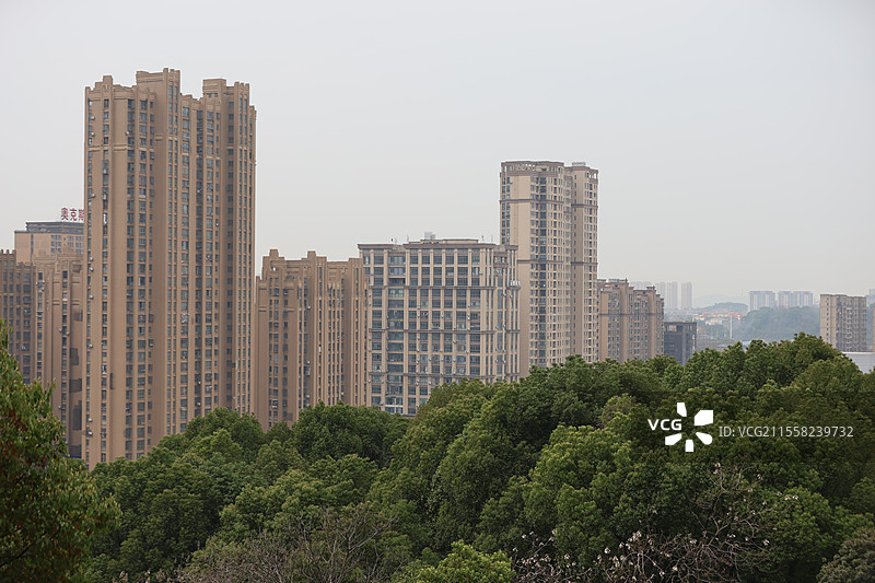 江西九江南山公园山顶城市传统文化高层建筑远景全景特写图片素材