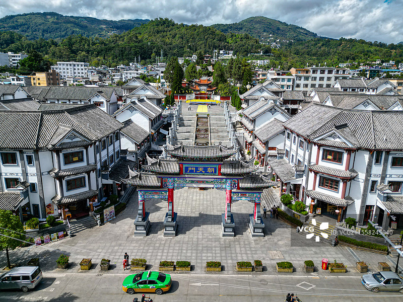 云南临沧市凤庆县文庙航拍图片素材