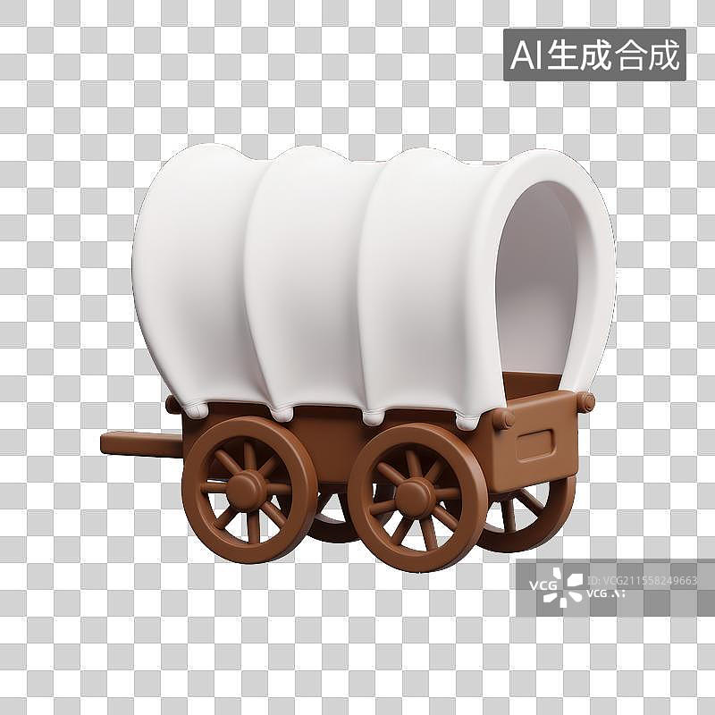 【AI数字艺术】西部篷车模型的精致素材，3D马车图片素材