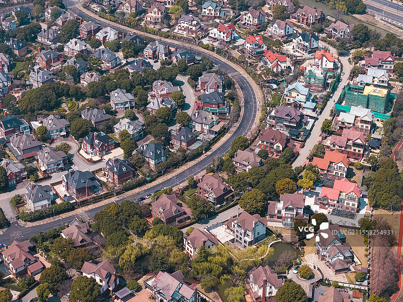 航拍上海松江泰晤士小镇图片素材