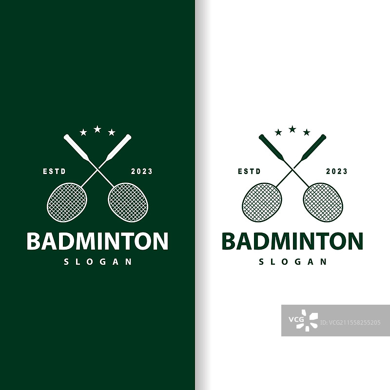 简单的羽毛球标志设计与羽毛球拍图片素材