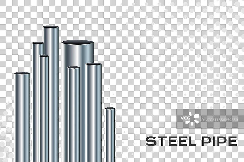 钢管堆叠的工业背景，带有空白区域供文字使用图片素材