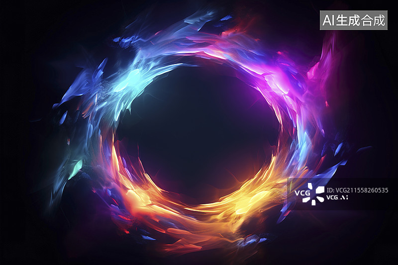 【AI数字艺术】霓虹星云漩涡形状图片素材