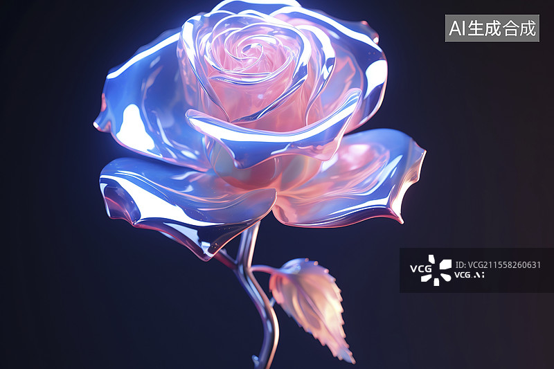 【AI数字艺术】玻璃质感的花图片素材
