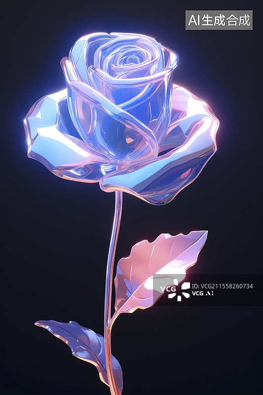 【AI数字艺术】玻璃质感的花图片素材
