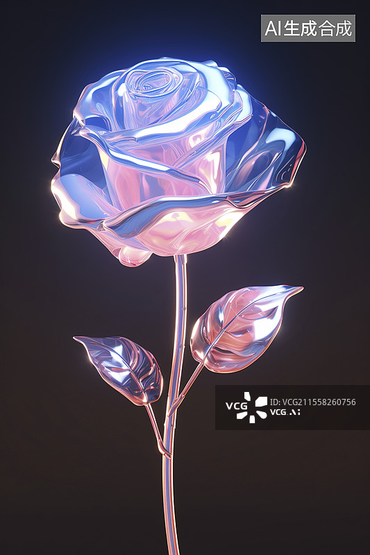 【AI数字艺术】玻璃质感的花图片素材