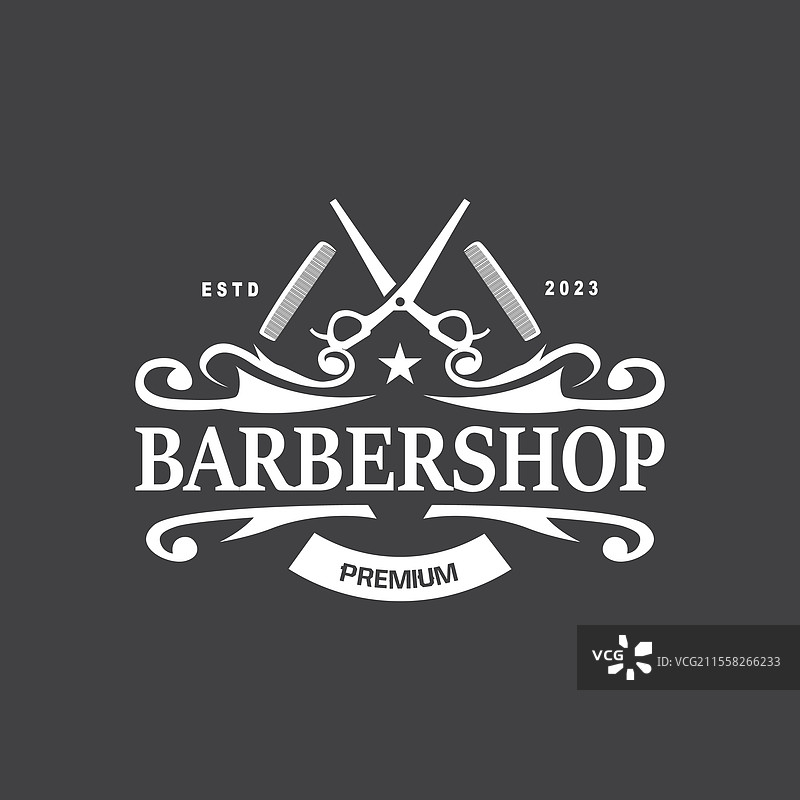理发店标志，理发剪刀，复古老式设计图片素材