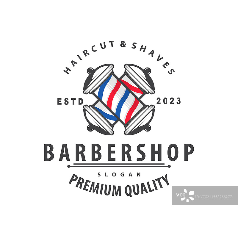 理发店标志，理发剪刀，复古老式设计图片素材