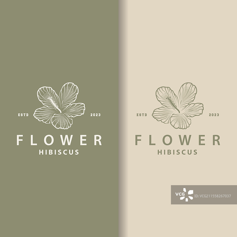 木槿花标志，简单清新自然的花卉设计图片素材