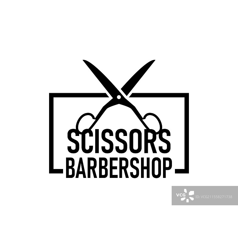 复古简单的剪刀理发师标志设计图片素材