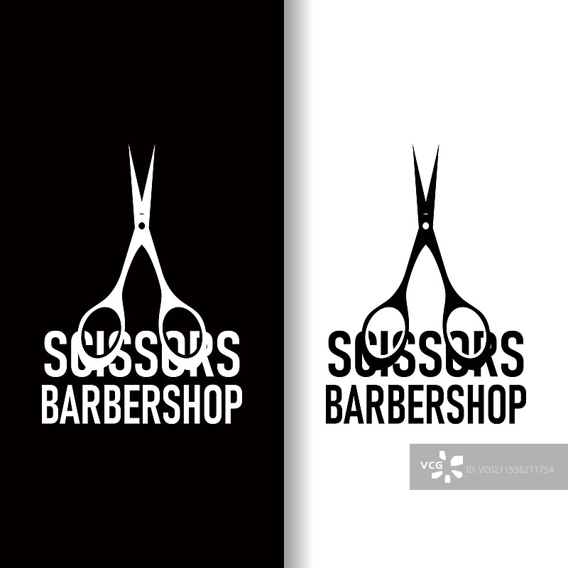 复古简单的剪刀理发师标志设计图片素材
