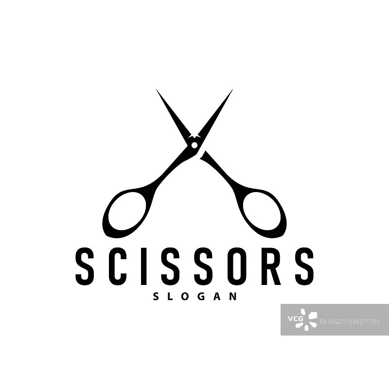 复古简单的剪刀理发师标志设计图片素材