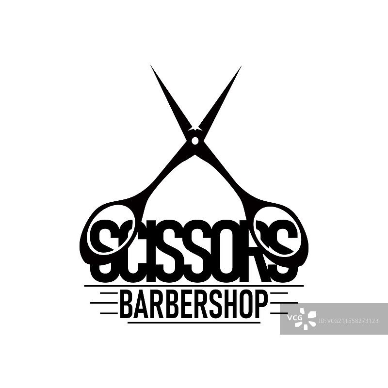 复古简单的剪刀理发师标志设计图片素材