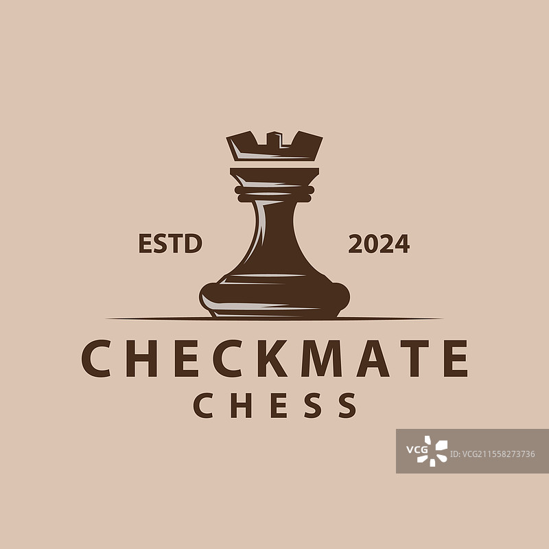 复古风格的国际象棋logo设计 体育游戏 国际象棋图片素材