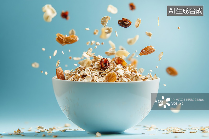 【AI数字艺术】燕麦片特写黄色背景图片素材