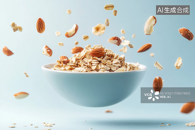 【AI数字艺术】燕麦片特写黄色背景图片素材