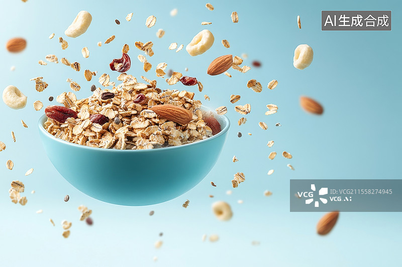 【AI数字艺术】燕麦片特写黄色背景图片素材