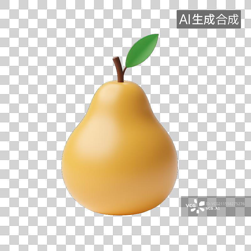 【AI数字艺术】圆润饱满的梨，3D水果素材图片素材