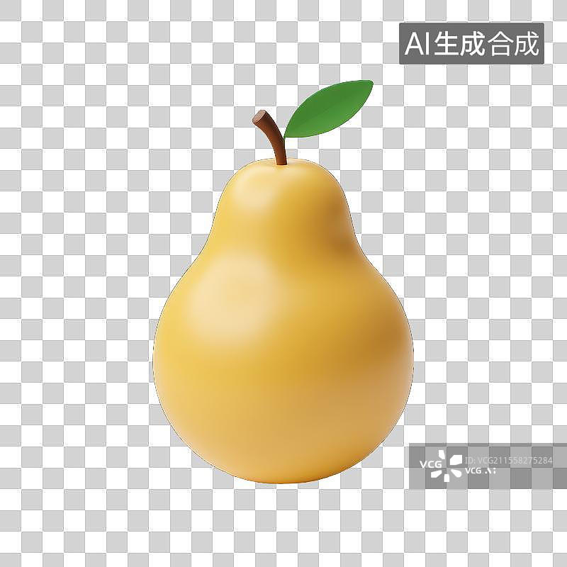 【AI数字艺术】圆润饱满的梨，3D水果素材图片素材