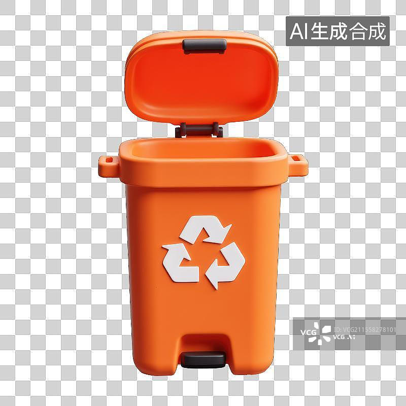 【AI数字艺术】趣味回收新概念，3D垃圾桶回收站素材图片素材