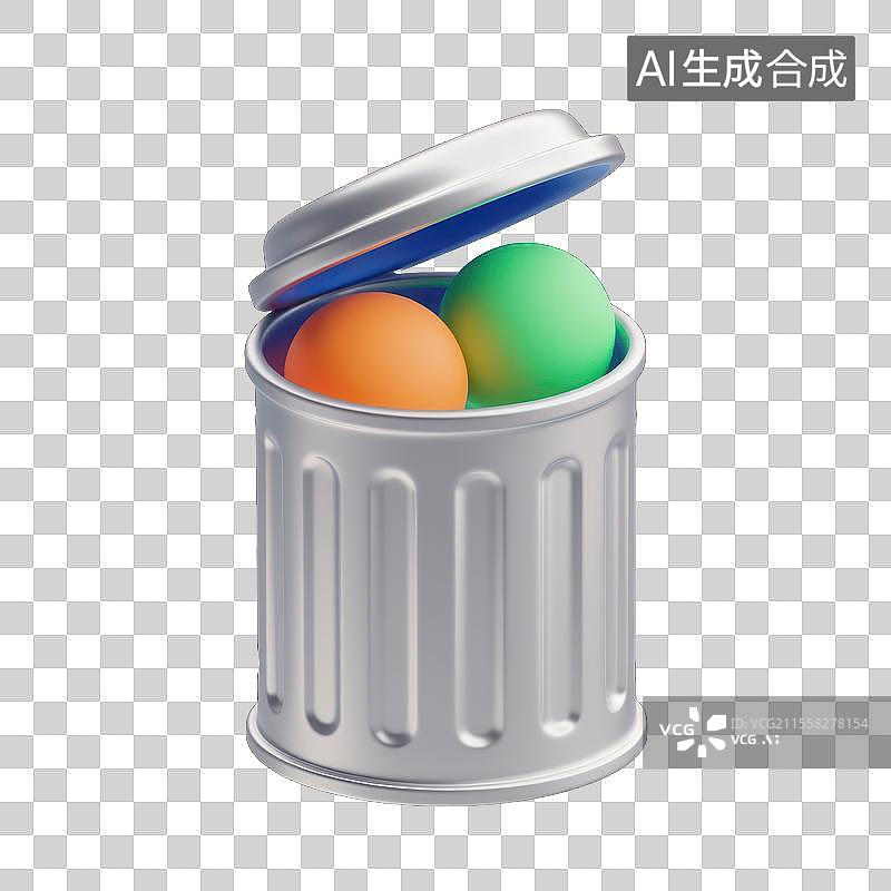 【AI数字艺术】趣味回收新概念，3D垃圾桶回收站素材图片素材