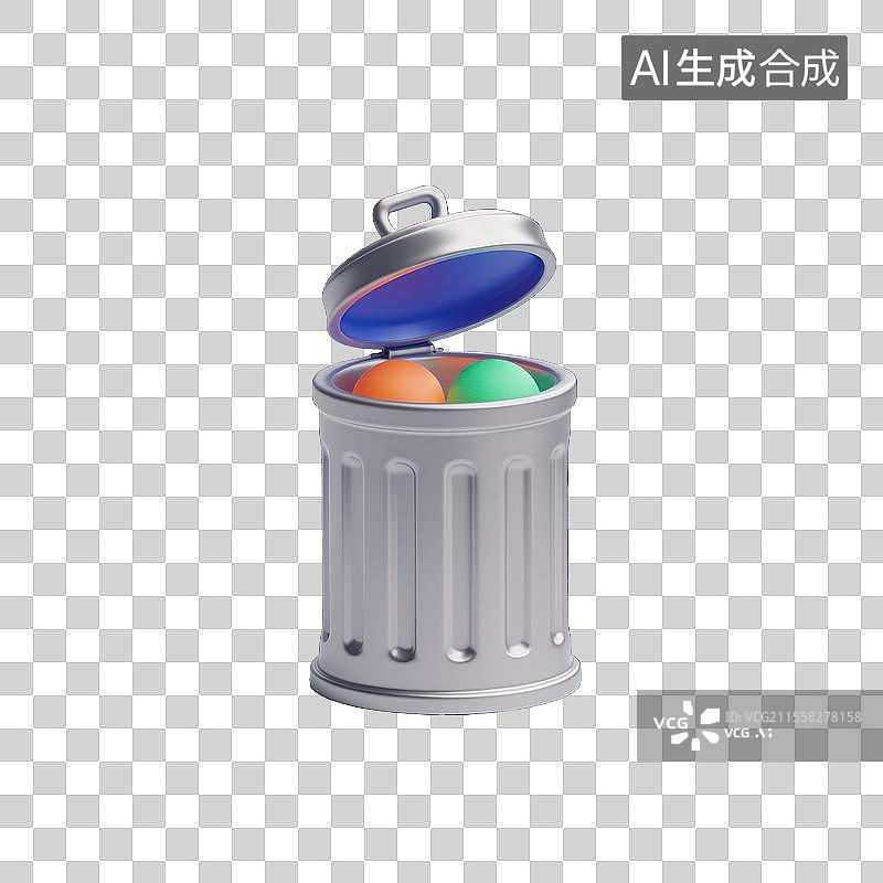 【AI数字艺术】趣味回收新概念，3D垃圾桶回收站素材图片素材