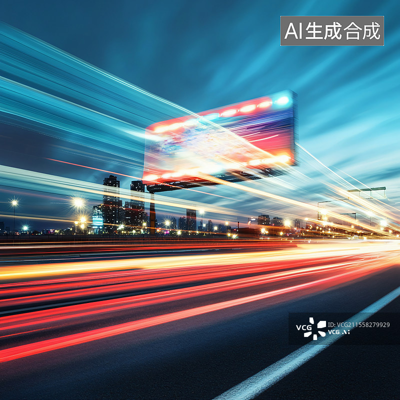 【AI数字艺术】空旷的高速公路路面与清晰的天空，提供简洁和极简的背景，适合作为汽车广告和汽车概念的展示图。图片素材