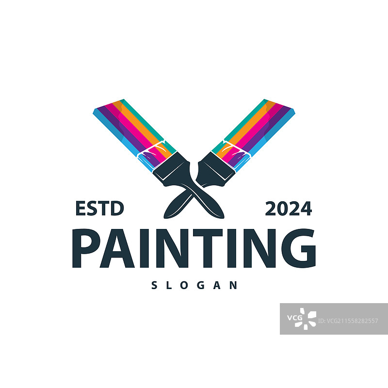 简单的墙面涂料刷设计的涂料标志图片素材