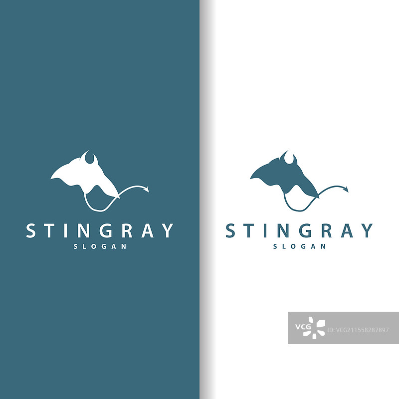 简单的海洋动物设计：鳐鱼标志图片素材
