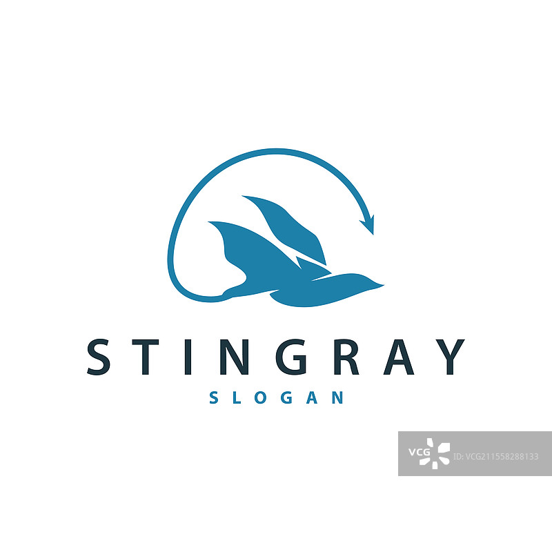 简单的海洋动物设计：鳐鱼标志图片素材