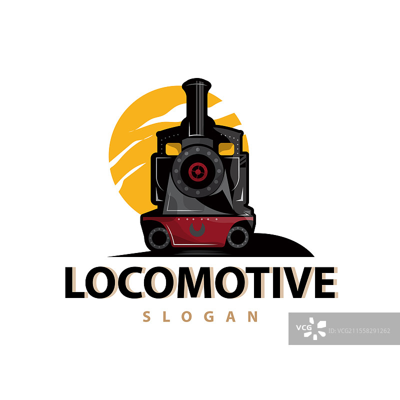 蒸汽火车标志 老式火车剪影 复古风格图片素材