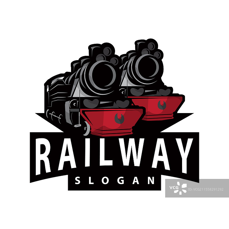 蒸汽火车标志 老式火车轮廓 复古风格图片素材