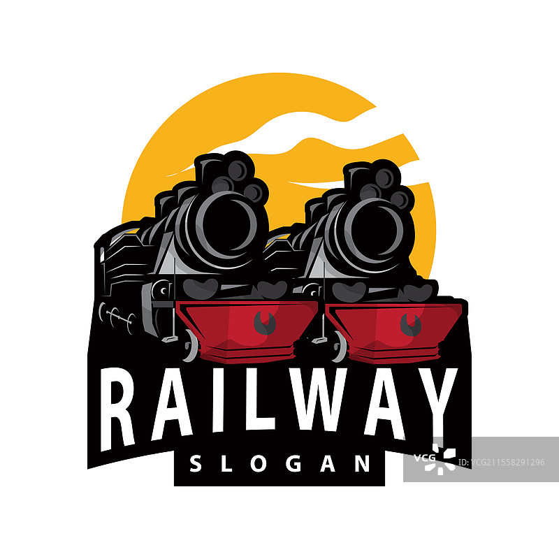 蒸汽火车标志 老式火车轮廓 复古风格图片素材