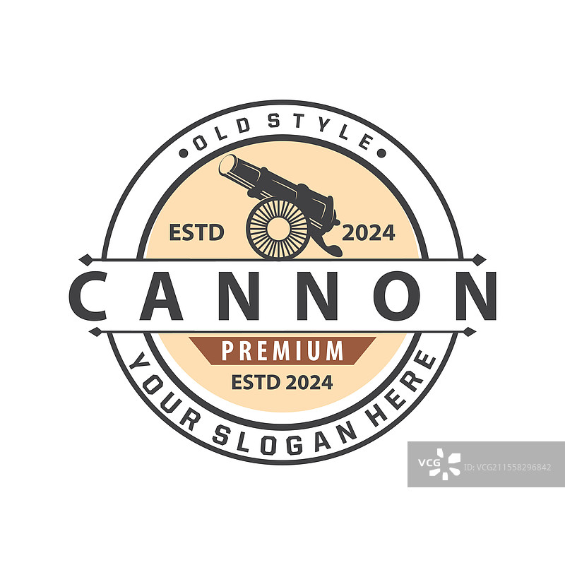 优雅简约的复古炮筒标志设计图片素材