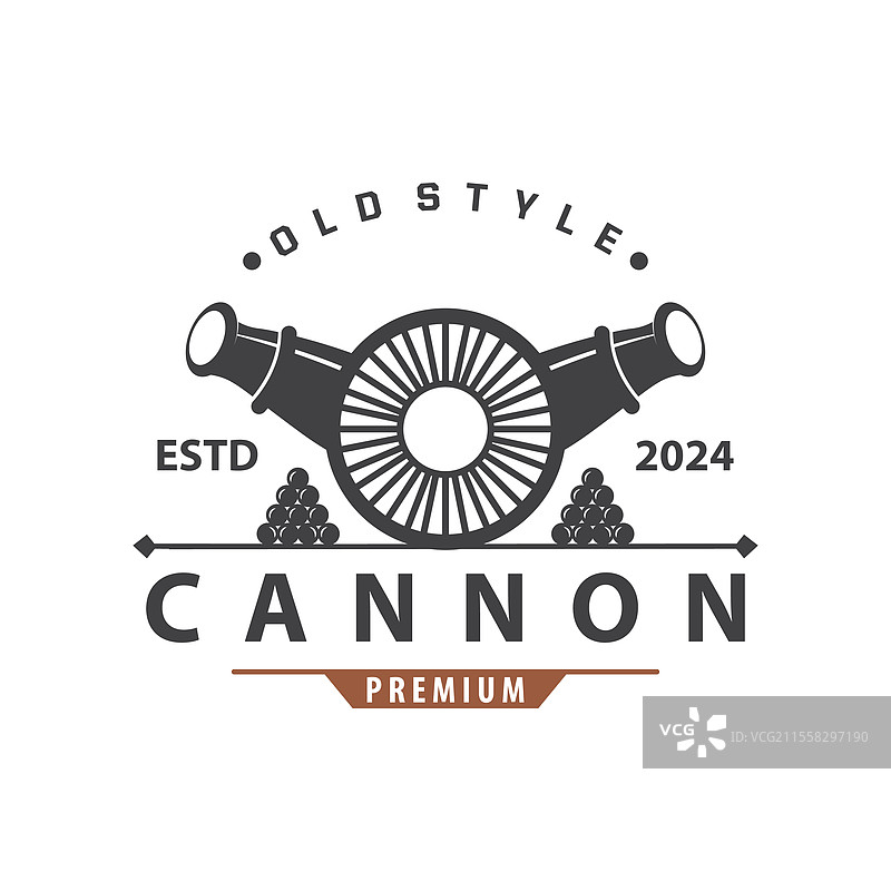 优雅简约的复古炮筒标志设计图片素材