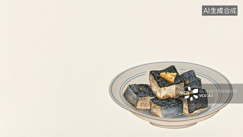 【AI数字艺术】臭豆腐 国风水墨画模版背景居右下图片素材