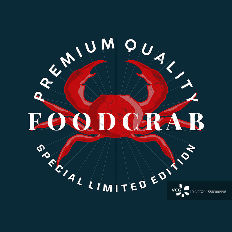 简单的螃蟹标志设计，复古海鲜风格图片素材
