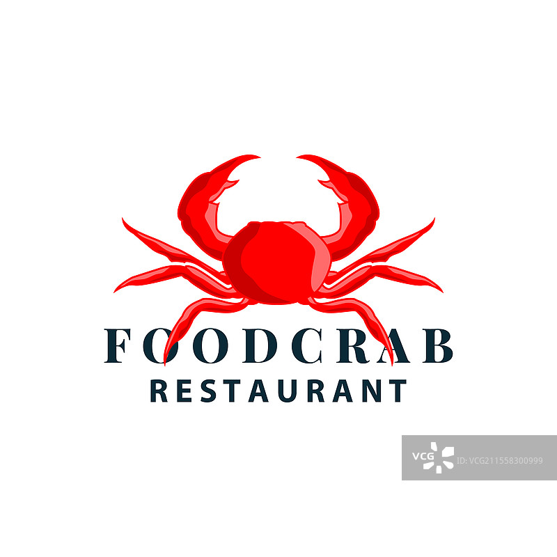 简单的螃蟹标志设计，复古海鲜风格图片素材