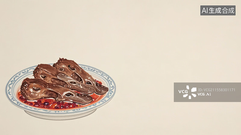 【AI数字艺术】麻辣鸭头 国风水墨画模版背景居左下图片素材