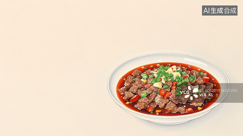 【AI数字艺术】水煮牛肉 国风水墨画模版背景居右下图片素材