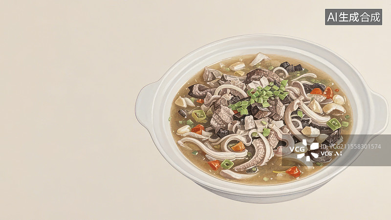 【AI数字艺术】羊杂汤 国风水墨画模版背景居右下图片素材