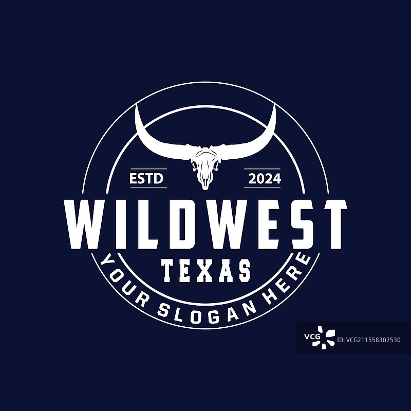 复古农场长角牛动物标志设计图片素材