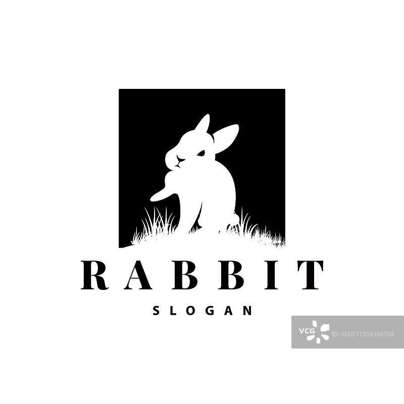 可爱的兔子标志设计，简单的动物形象图片素材