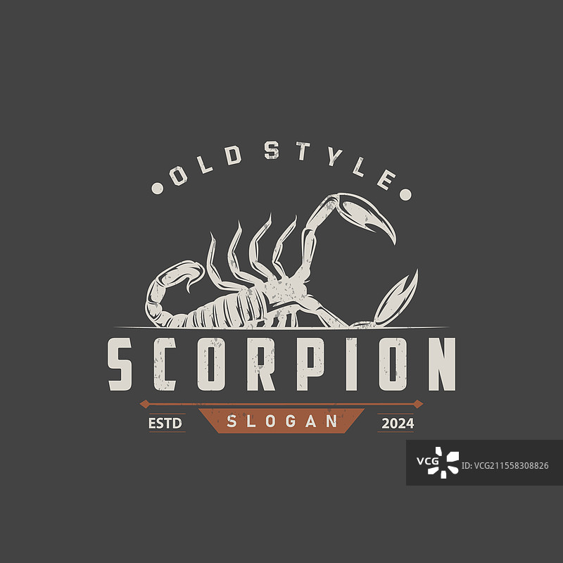 蝎子标志身份设计 复古风格图片素材