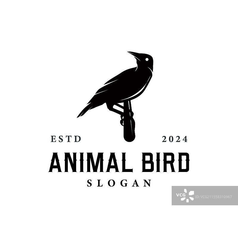 黑色剪影鸟类标志概念设计简单图片素材
