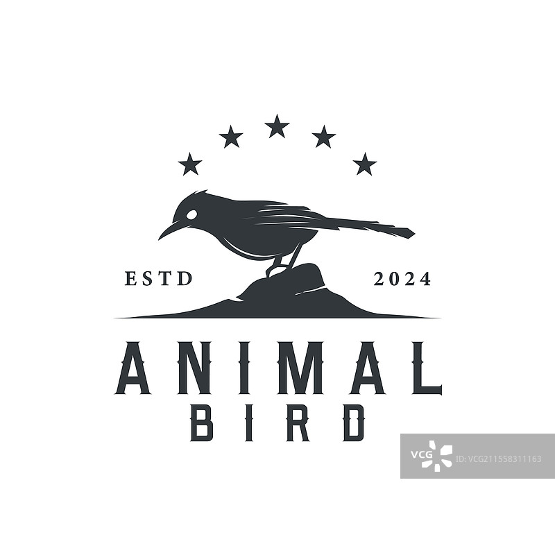 简单的黑色鸟类剪影标志概念设计图片素材