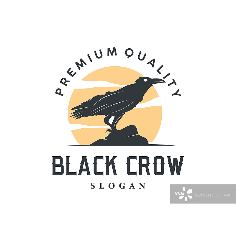 简单的黑色乌鸦标志轮廓设计图片素材