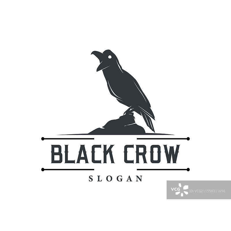 简单的黑色乌鸦标志轮廓设计图片素材